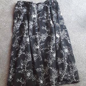 Black and white floral skirt